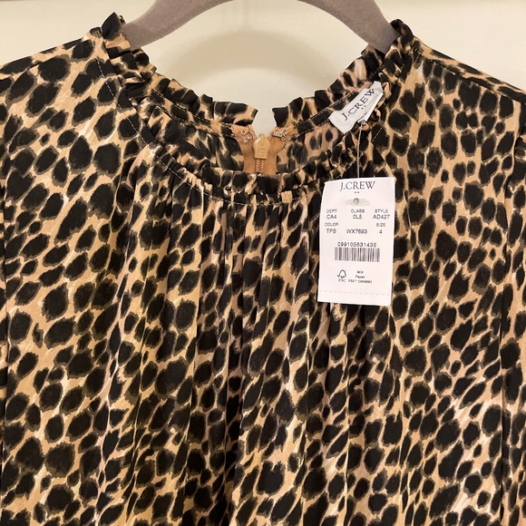 J. Crew Factory Ruffleneck Leopard Dress - Picture 2 of 14